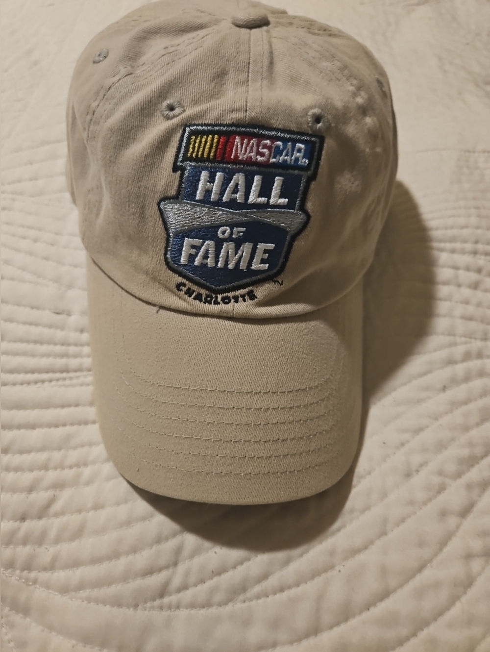 NASCAR Hall Of Fame Charlotte Men's Adjustable Baseball Hat Beige Registered